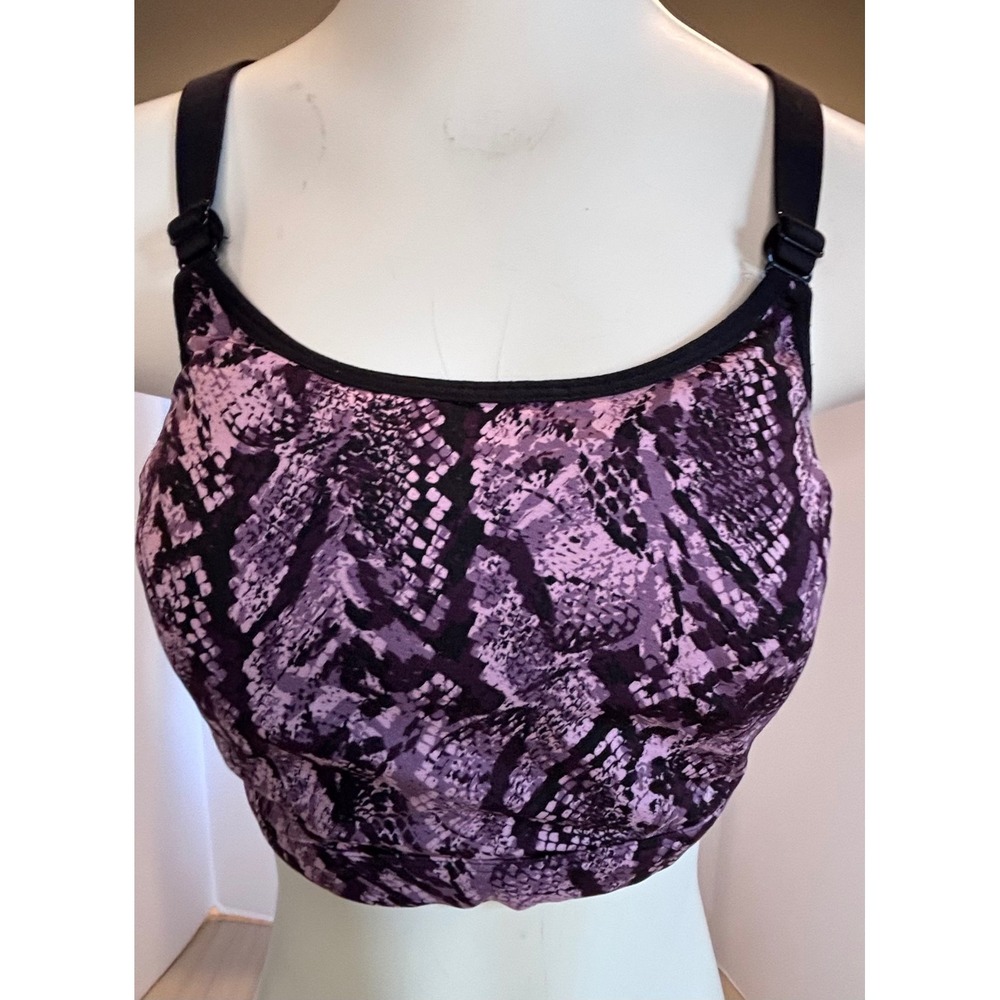 LIVI Active Women's Purple Snakeskin Mesh Racerback High Impact Sports Bra Sz 18